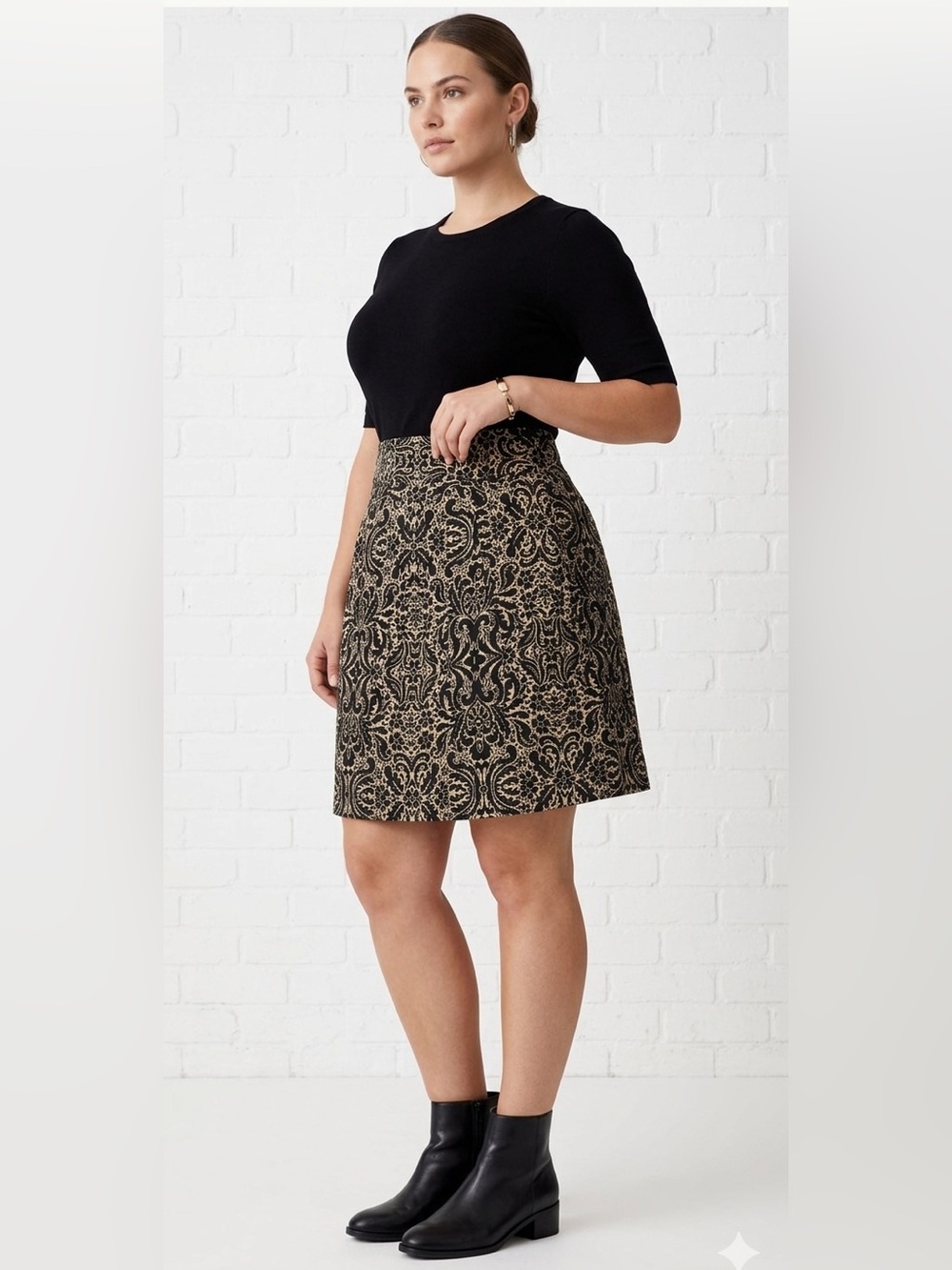 H&M A-Line Floral Print Side Zipper Skirt 10